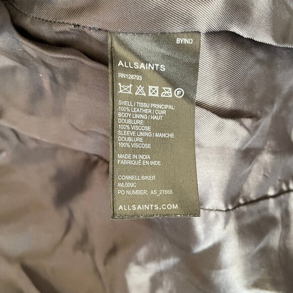 All Saints Biker Jacket, Black Leather, Womens 0 - Picture 4 of 4